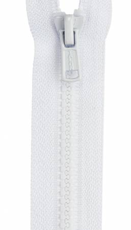 F2318-WHT mid weight sep zipper 18in white Mid Weight Polyester Separating Zipper 18in White - Image 1