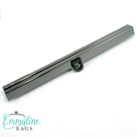 Bar_Clasp_Wallet_Closures_7.5_inch_wide_in_Gunmetal_large Emmaline Bags Wallet Closure 7.5" (Bar Channel Lock with Flip Clasp) in Gunmetal - Image 1