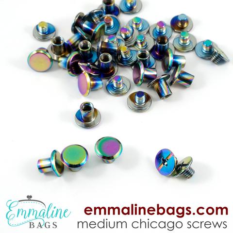 Medium_Chicago_screws_for_bag_straps_10_mm_-_Emmaline_Bags_in_Iridescent_Rainbow_large Emmaline Bags Chicago Screws: Medium 1/4" (6mm) in Iridescent Rainbow pack of 20 - Image 1