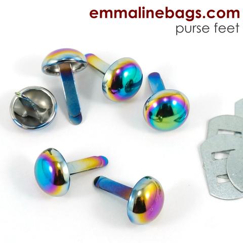Domed_purse_feet_in_iridescent_rainbow_large Emmaline Bags Domed Purse Feet 1/2" in Iridescent Rainbow - Image 1