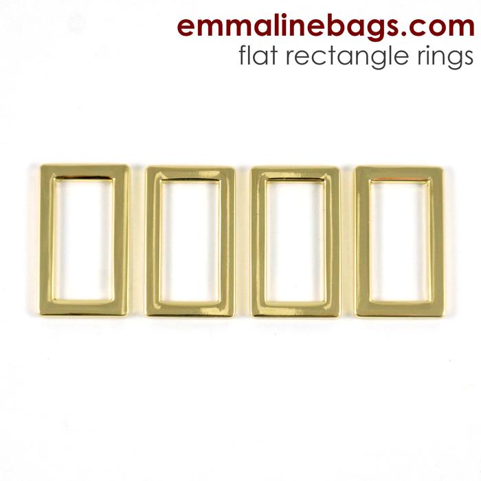 Flat_Rectangular_rings_1_Gold_700x Emmaline Bags Flat Rectangular Rings 1" (25mm) in Gold 4 Pack - Image 1
