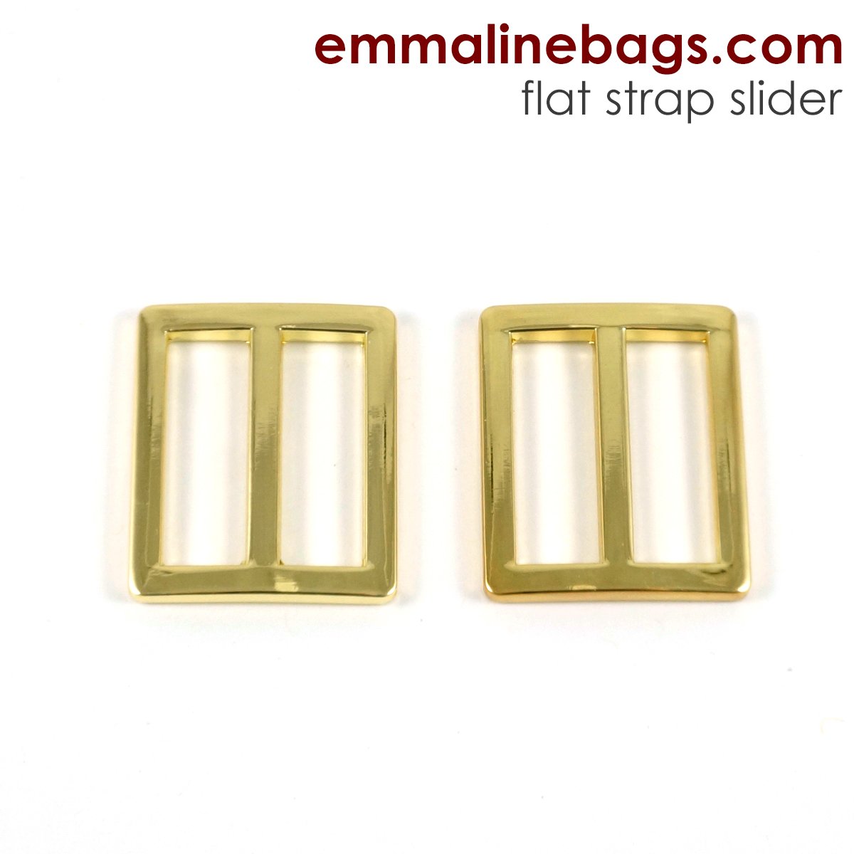 Flat_Strap_sliders_1_Emmaline_Bags_old_1200x1200 Emmaline Bags Flat Strap Slider 1" (25mm) in Gold 2 Pack - Image 1
