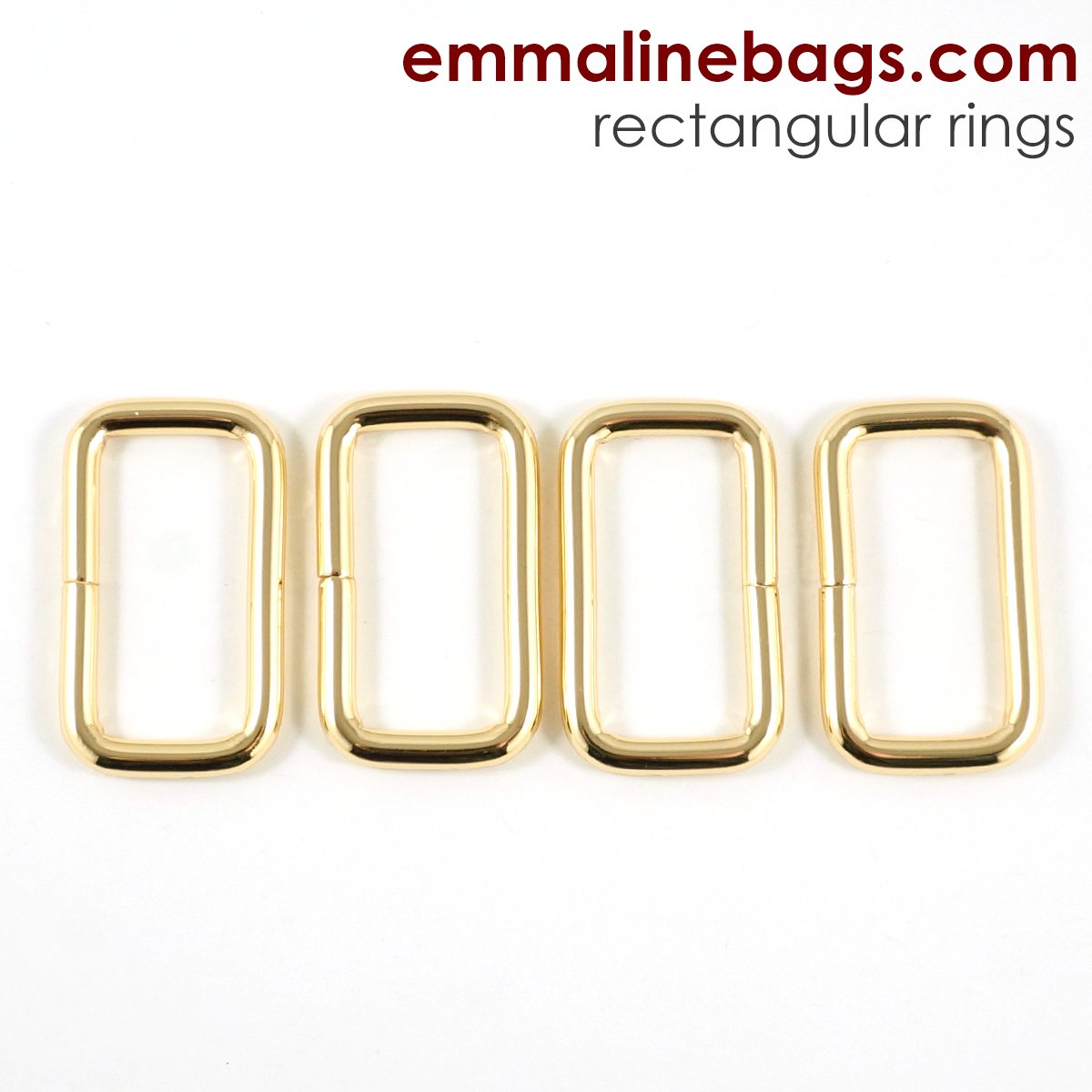 Rectangular_rings_1.25_Emmaline_Bags_1200x1200 Emmaline Bags Rectangular Rings 1-1/4" (32mm) in Gold 4 Pack - Image 1