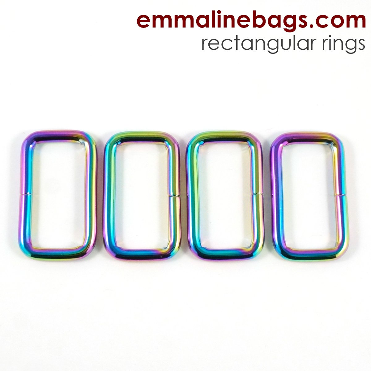 Rectangular_rings_1.25_Emmaline_Bags_r1200x1200 Emmaline Bags Rectangular Rings 1-1/4" (32mm) in Iridescent Rainbow 4 Pack - Image 1