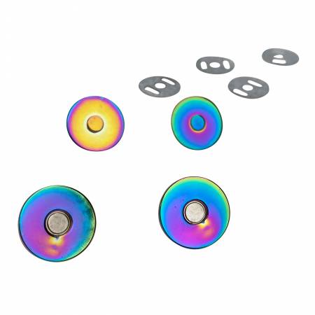 Magnetic Snap Closures: 9/16 (14 mm) SLIM in Iridescent Rainbow (2 Pack)