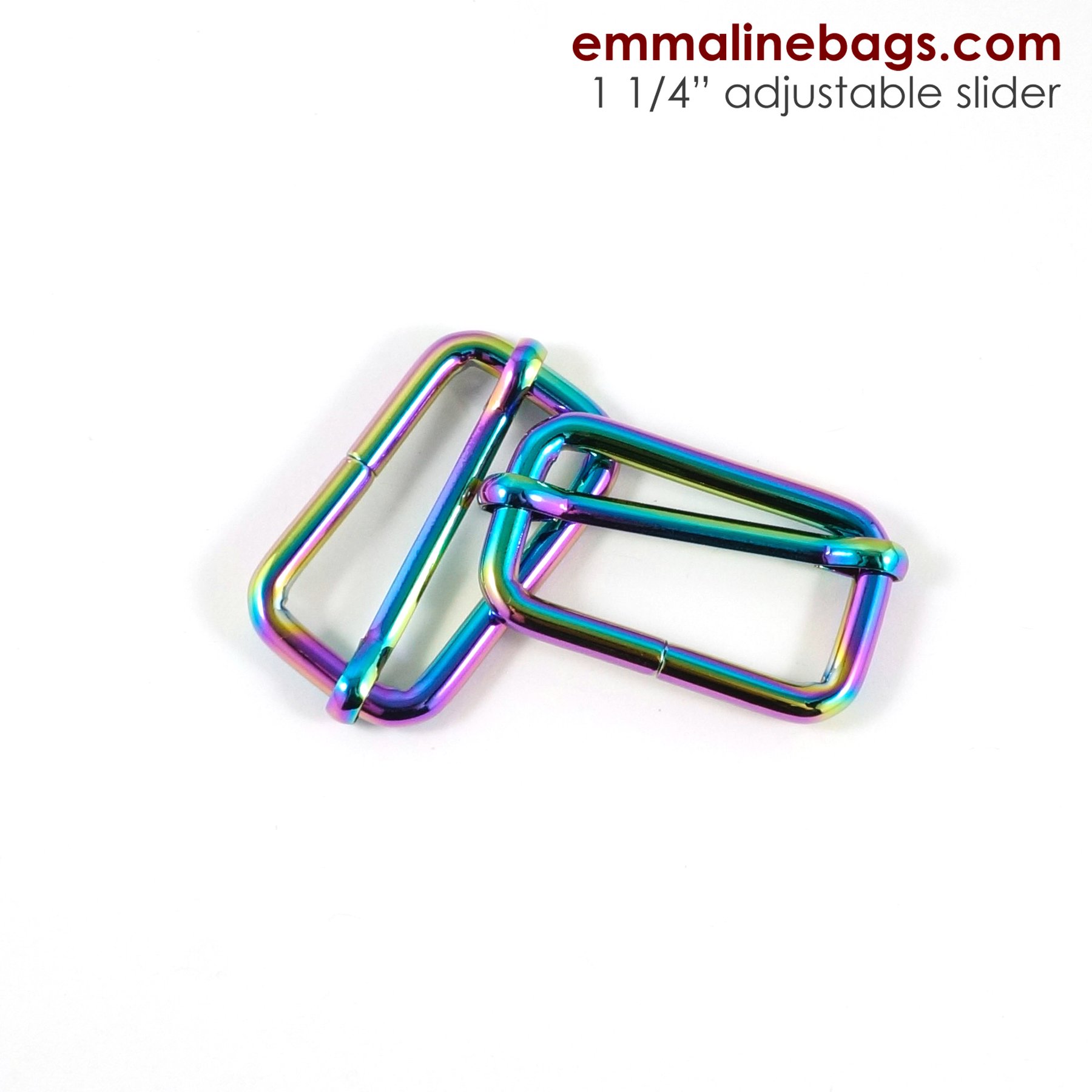 Strap_Sliders_34mmir_at_Emmaline_Bags_1800x1800 Emmaline Bags Adjustable Sliders 1-1/4" (34mm) in Iridescent Rainbow 2 Pack - Image 1