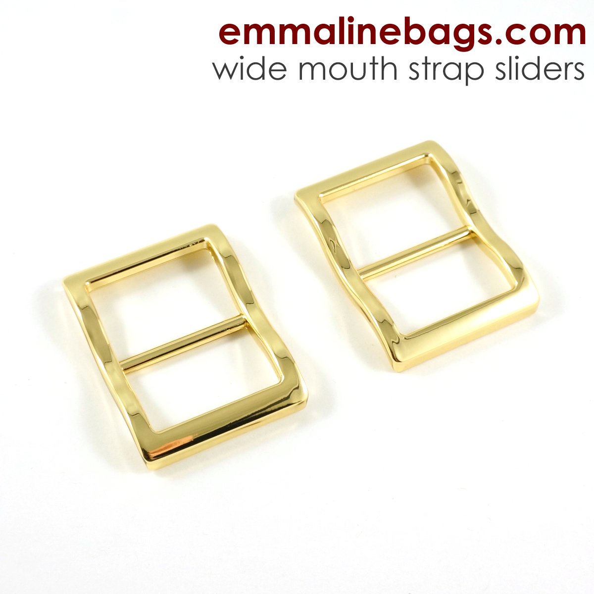 WM Emmaline_Bags_Gold_1_Wide_mouth_strap_sliders Emmaline Bags Wide Strap Slider 1" (25mm) in Gold 2 Pack - Image 1