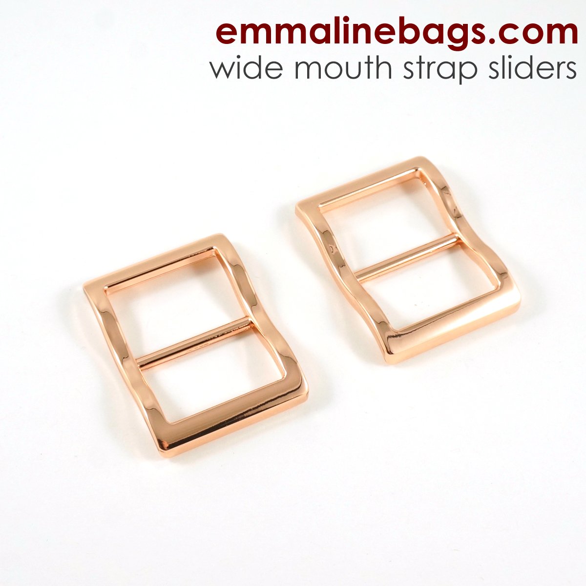 WM mmaline_Bags_copper_rose_gold_1_Wide_mouth_strap_sliders Emmaline Bags Wide Strap Slider 1" (25mm) in Copper 2 Pack - Image 1