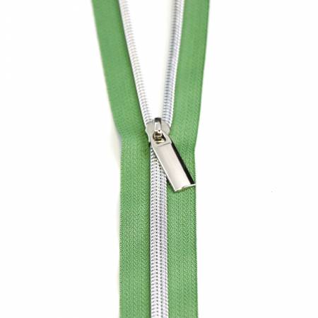 ZBY5C46 Zips By the Yard Magnolia Tape & Nickel Metallic-Look Nylon Teeth - Image 1