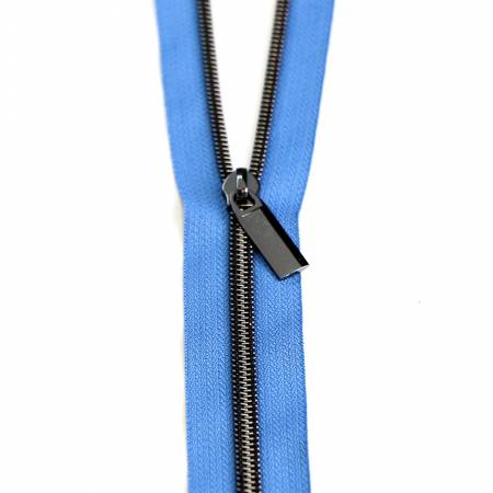 ZBY5C55 Zips By the Yard Blue Jean Tape & Gunmetal Metallic-Look Nylon Teeth - Image 1