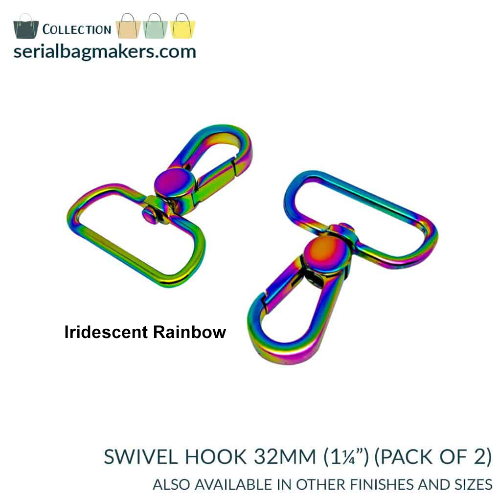 120-1032-rainbow swivel-32-rainbow Serial Bagmakers Swivel Snap Hook - 1-1/4" (32mm) - Iridescent Rainbow - Image 1