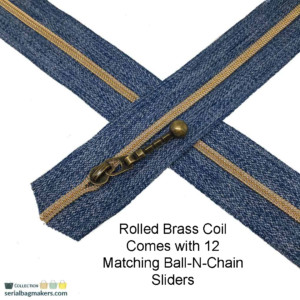 Serial Bagmakers #3 Zip by the Yard 3 Metres- Blue Denim Tape With 12 Sliders - Image 6