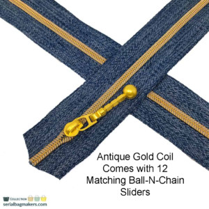 Serial Bagmakers #3 Zip by the Yard 3 Metres- Blue Denim Tape With 12 Sliders - Image 3
