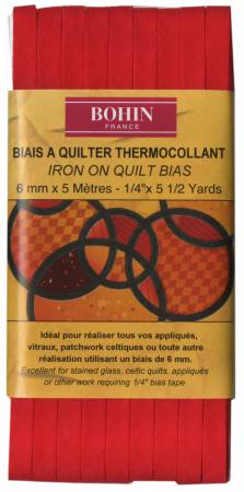 92162 Fusible Quilt Bias Tape Christmas Red 1/4in x 5-1/2yds - Image 1