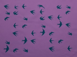 Swallows Pansy Screen Printed Fabric by Helen Steele - Image 2