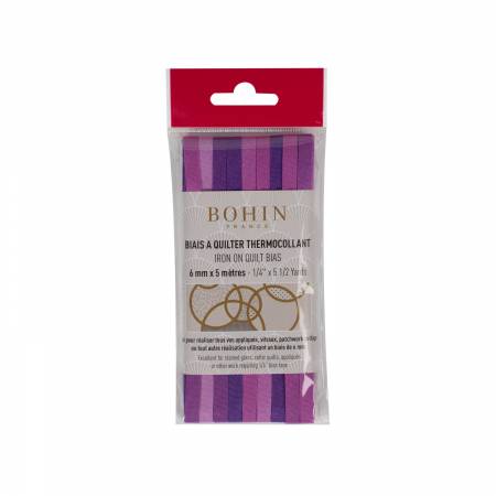 92174 Fusible Quilt Bias Tape Pink and Purple Gradation 1/4in x 5-1/2yds - Image 1