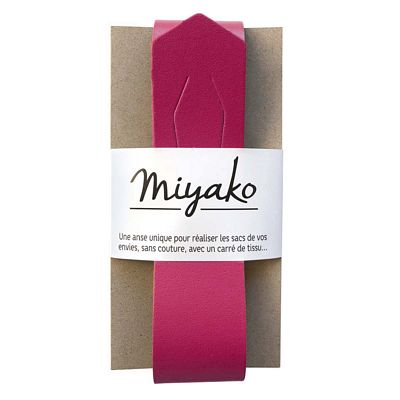 Raspberry Miyako Leather Bag Handle Raspberry - Image 1