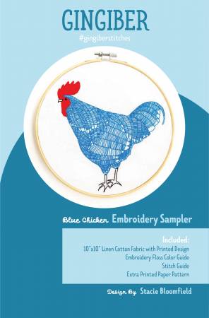 GGB41 Blue Chicken Embroidery Sampler - Image 1