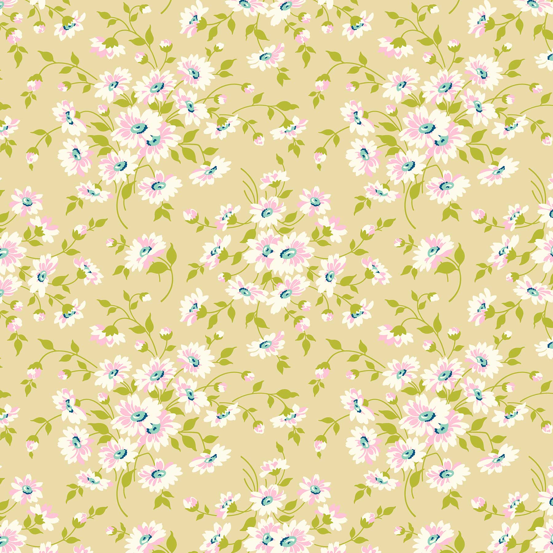 B90365-14 WB True Kisses Dream Floral on Sand 108" Wideback - Image 1