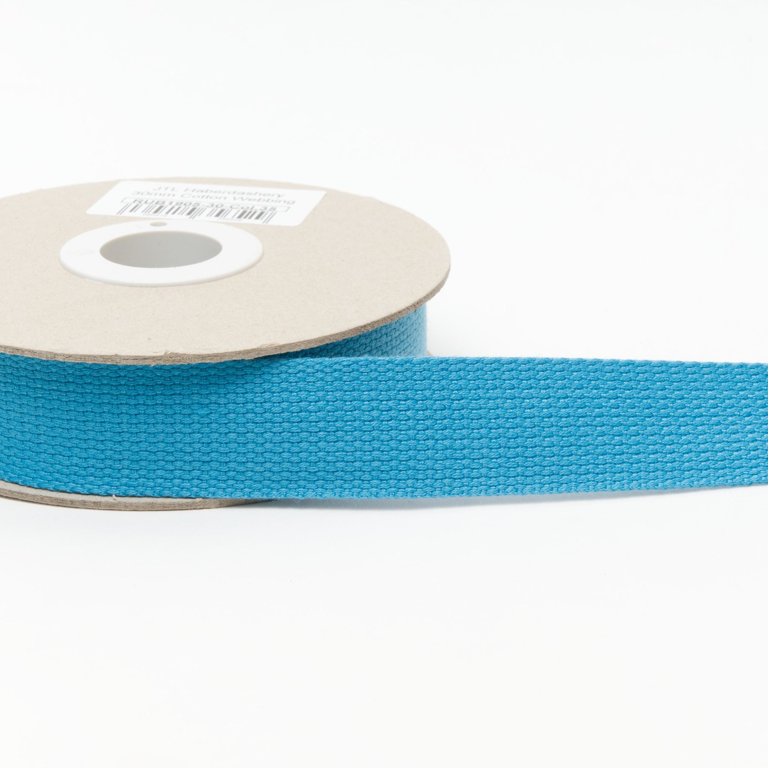 dsc-3106 Cotton Basket Weave Webbing 30mm Turquoise - Image 1