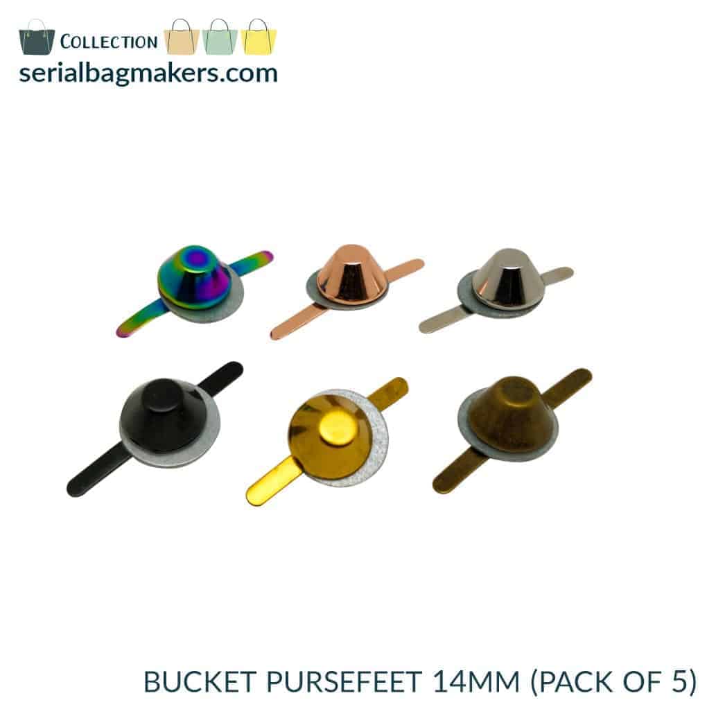 pursefeet-14-allcolors-1 Serial Bagmakers 14mm (1/2") Bucket Purse Feet - Pack of 5 - Image 1