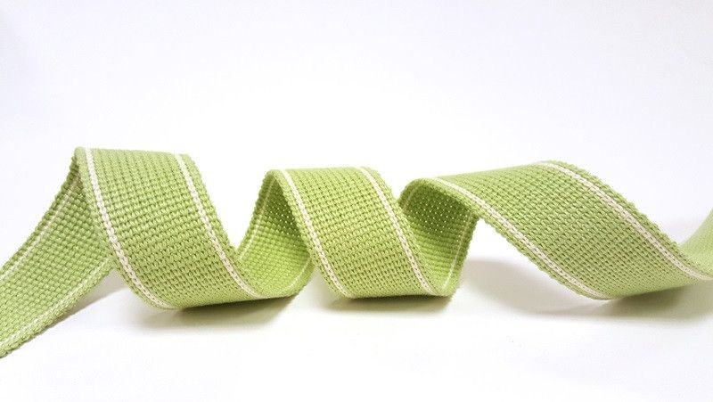 8 King Lime 2 Stripe Cotton Blend Heavy Weight Webbing 34mm King Lime - Image 1