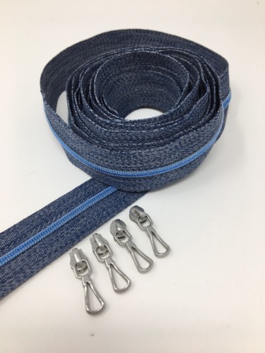 Serial Bagmakers #3 Zip by the Yard 3 Metres- Blue Denim Tape With 12 Sliders - Image 8