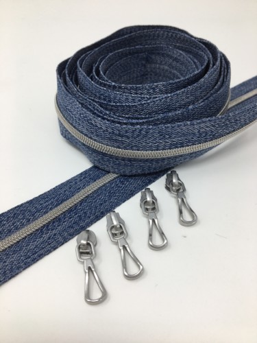 Serial Bagmakers #3 Zip by the Yard 3 Metres- Blue Denim Tape With 12 Sliders - Image 9