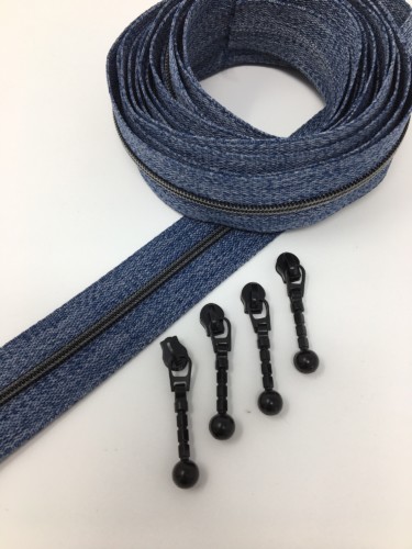 Serial Bagmakers #3 Zip by the Yard 3 Metres- Blue Denim Tape With 12 Sliders - Image 7