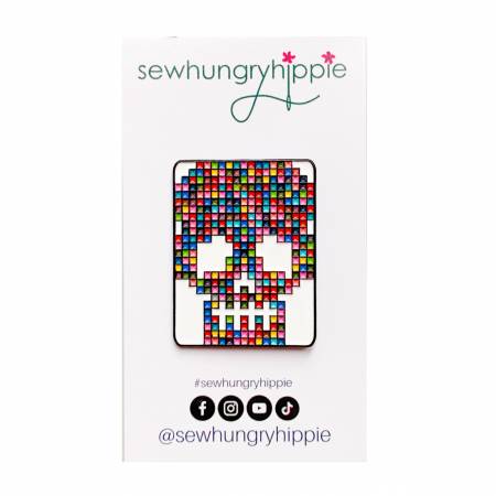 SHH-82491 Patchwork Skull Enamel Pin - Image 1