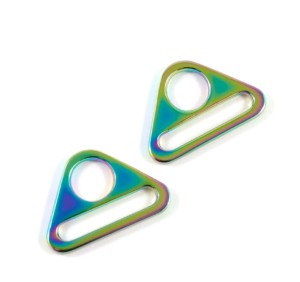 Emmaline Bags Triangle Rings 25mm (1in) Iridescent Rainbow Finish - 2 Pack