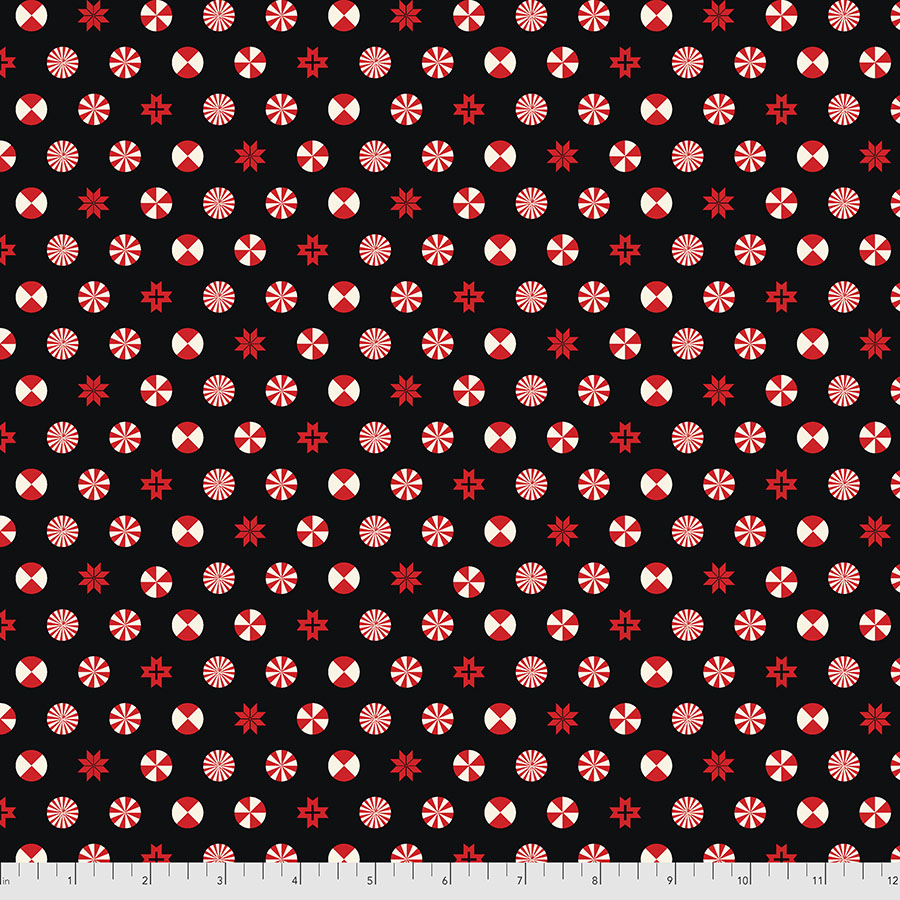 PEPPERMINT_Black Holiday Homies Flannel - Peppermint Stars in Ink - Image 1