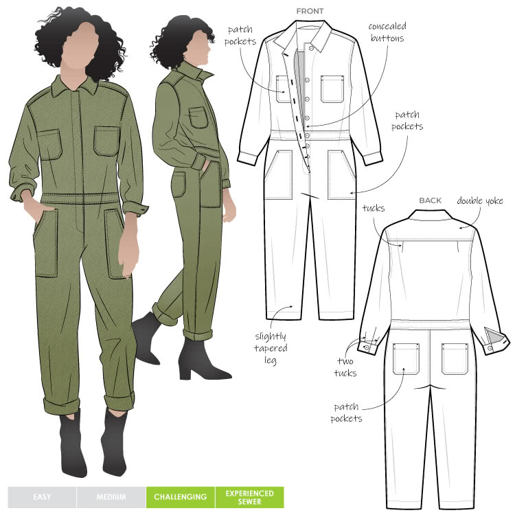 STAP076_1-700px Melrose Boiler Suit Pattern size 4-16 - Image 1