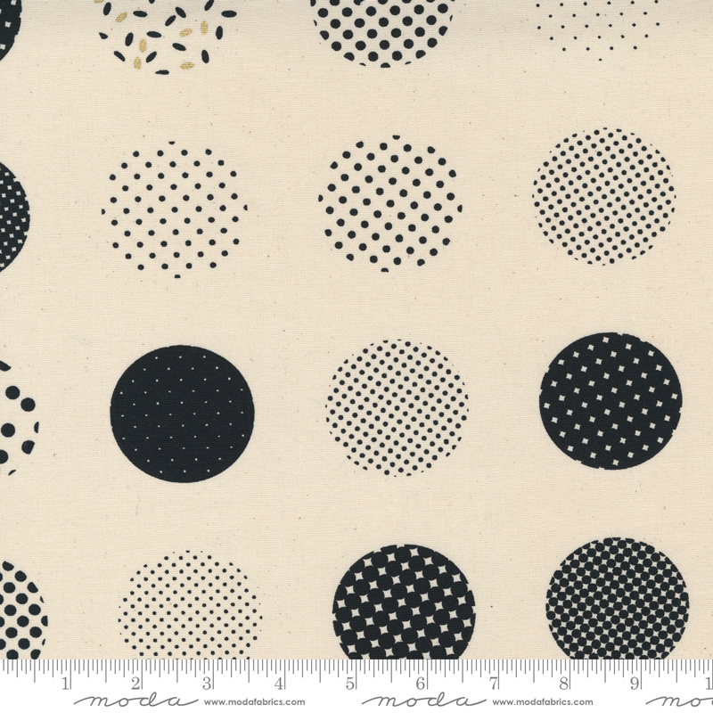 1751-15CVM Big Dots on Natural with Gold Metallic Sew Happy Big Dots on Natural with Gold Metallic Canvas - Image 1