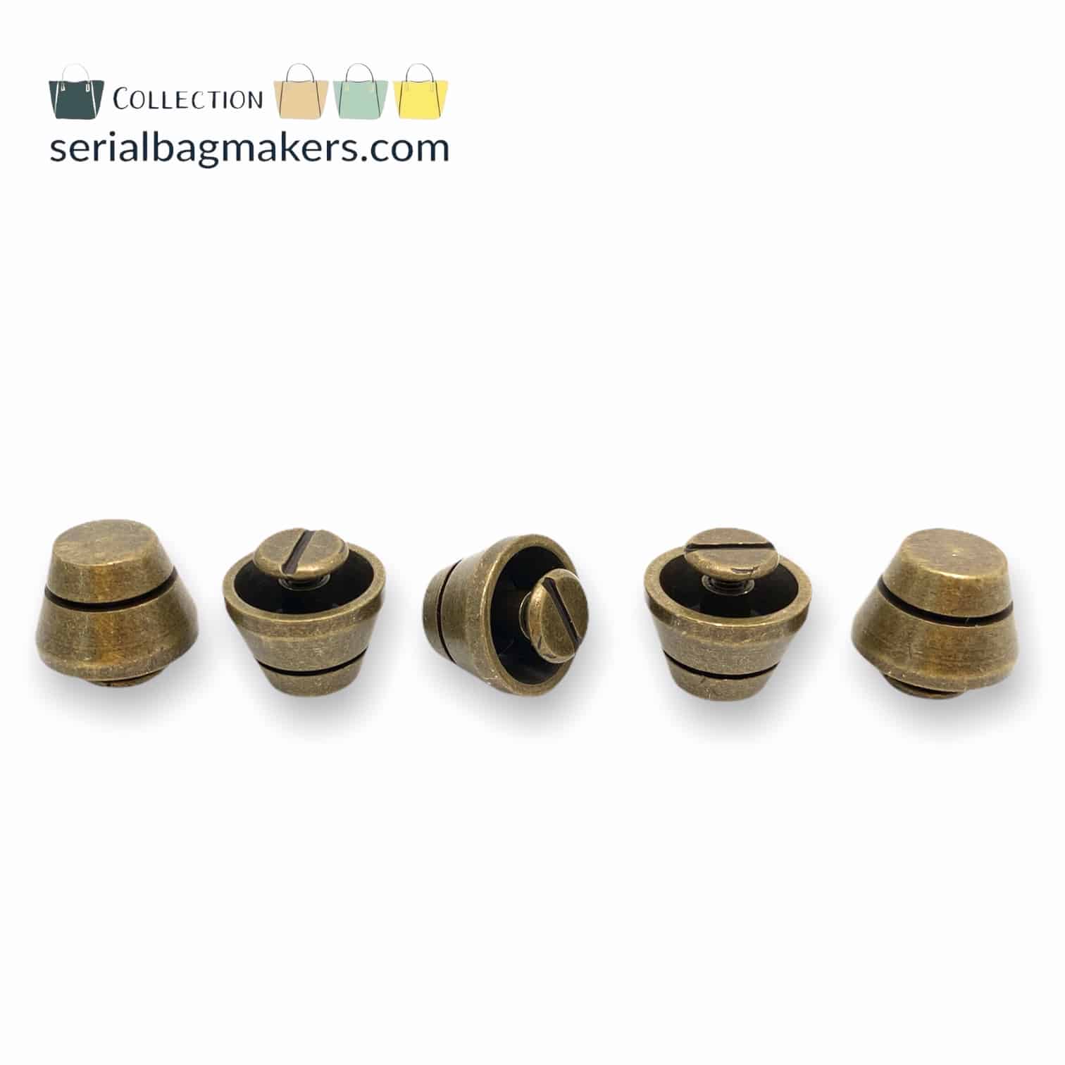 250-2014-Brass Serial Bagmakers Luxe Domed Screw On Purse Feet Pack of 5 - Rolled Brass - Image 1
