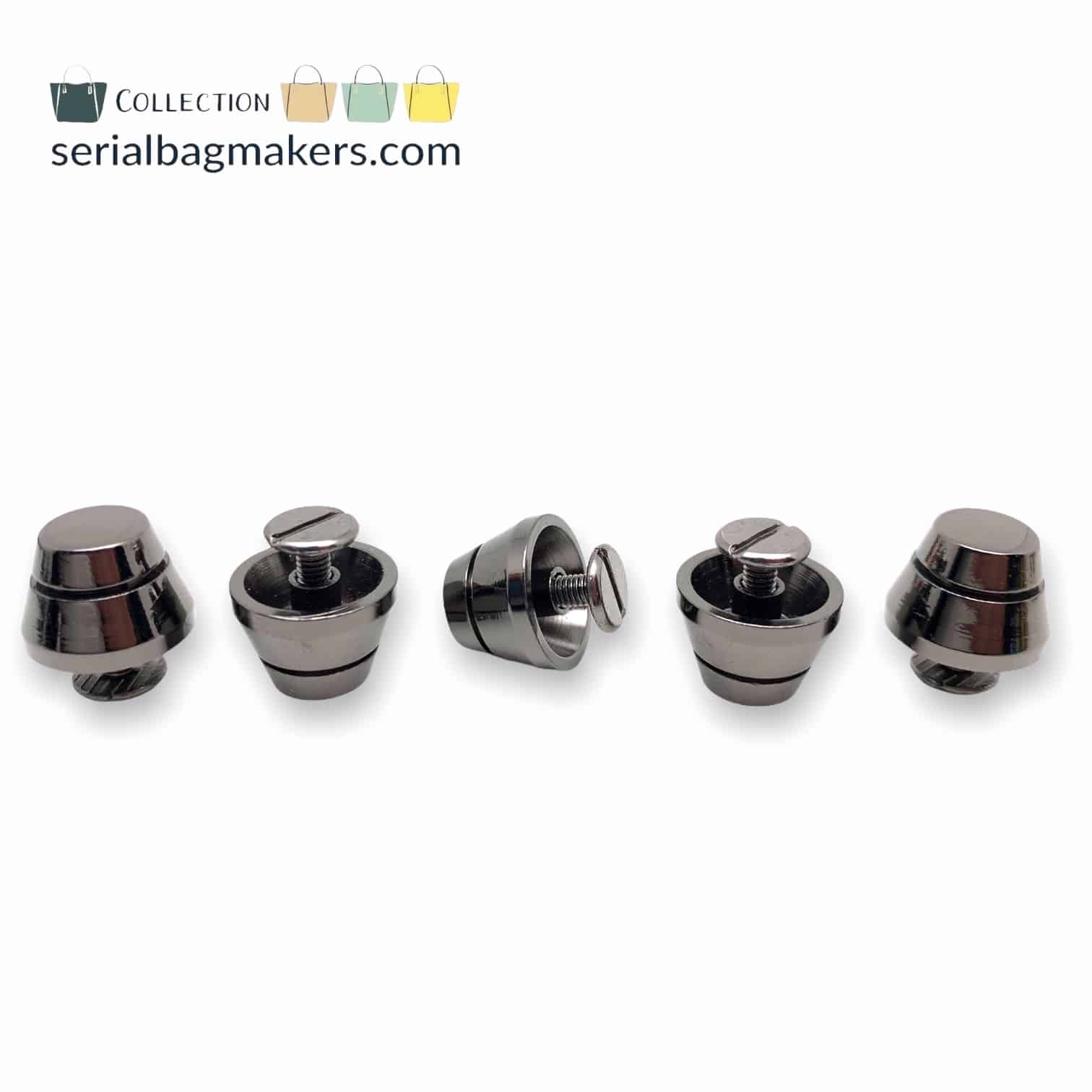 250-2014-Gun Serial Bagmakers Luxe Domed Screw On Purse Feet Pack of 5 - Gunmetal - Image 1