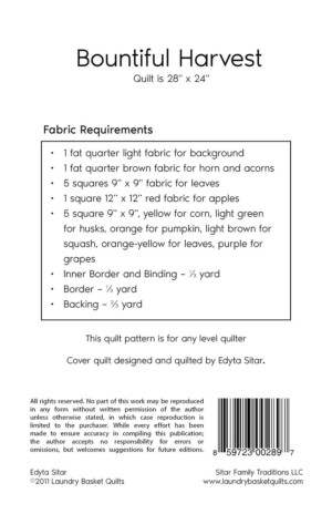 Bountiful Harvest Quilt Pattern - Image 2