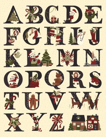 P10910R-PANEL Christmas At Buttermilk Acres Alphabet Digital Panel - Image 1