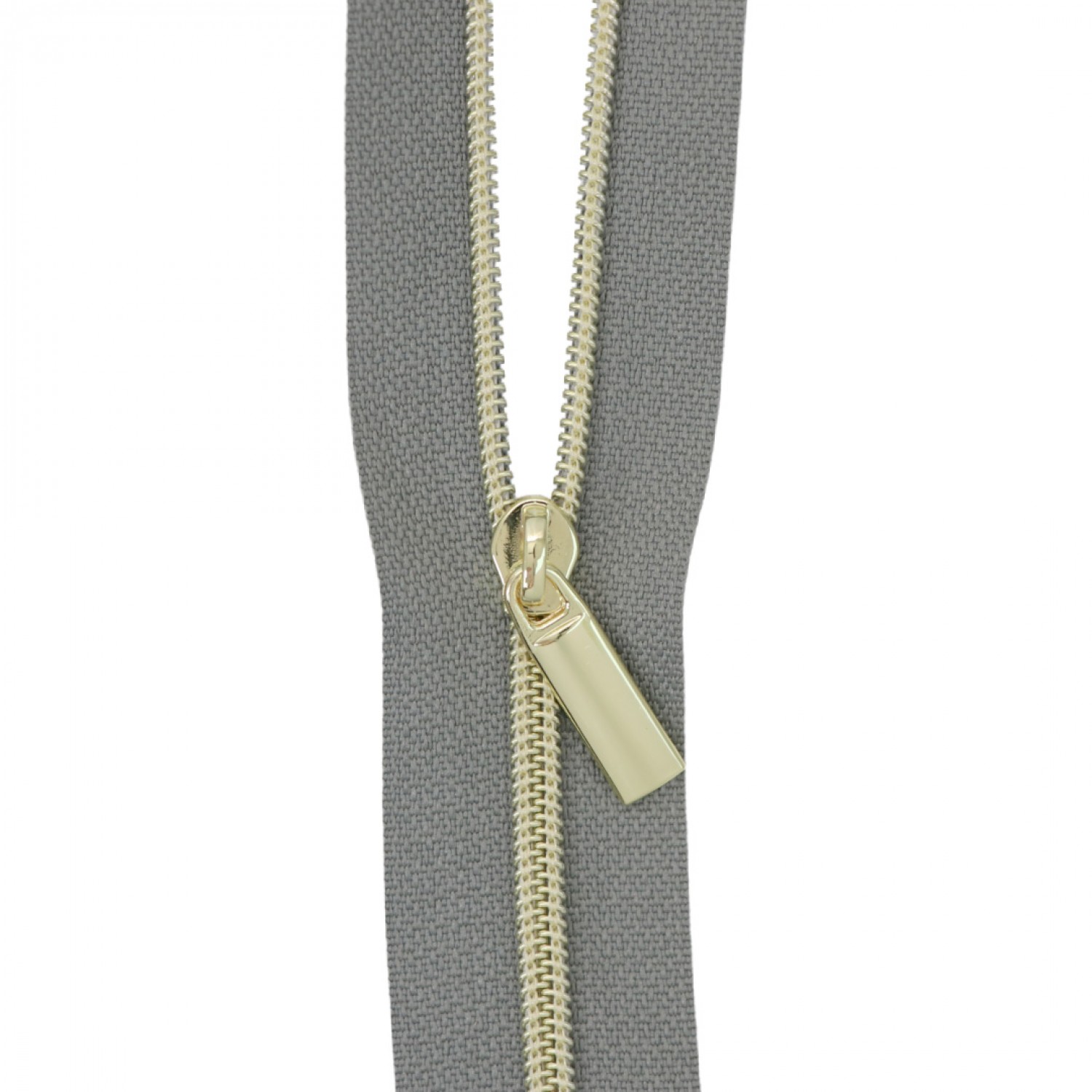 Sallie Tomato #5 Nylon Zipper Tape & Pulls - Grey with Nickel Coil