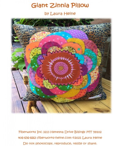 Giant Zinnia Fabric Collage Pillow Pattern
