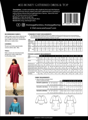 Romey Gathered Dress & Top Pattern Sizes 0-20 - Image 2