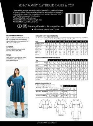 Romey Gathered Dress & Top Pattern Curvy Fit Sizes 16-34 - Image 2