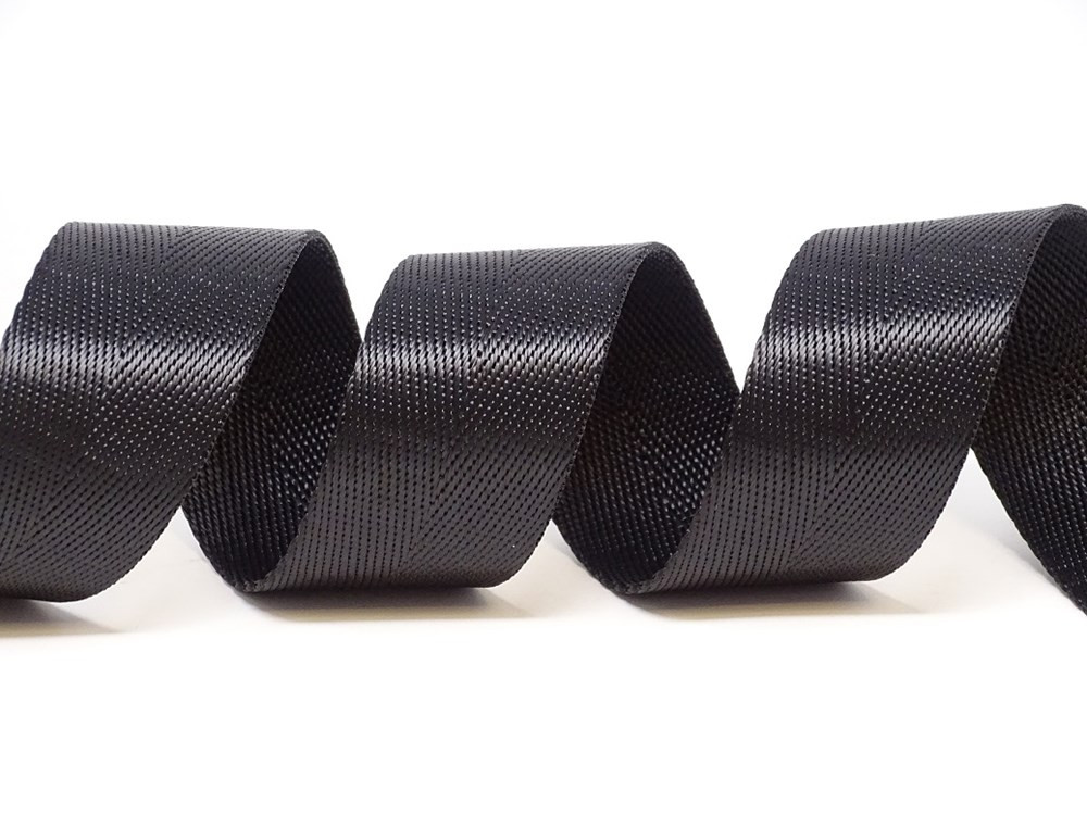 image_12607 30mm Shiny Herringbone Webbing - 5M ROLL - Black - Image 1