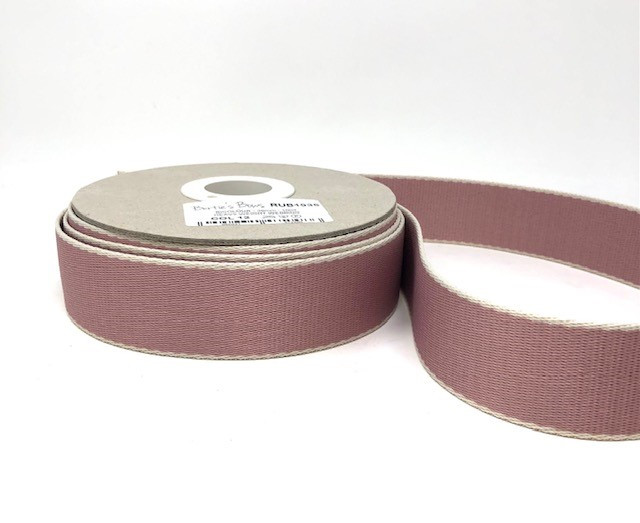 rub1935-38mm-12 38mm Heavy Weight Webbing Dusky Pink/Cream - Image 1
