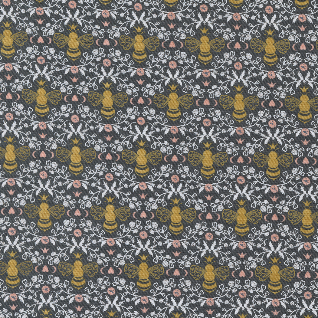 43124 13 Midnight In The Garden Honeybee Charcoal - Image 1