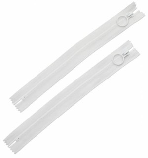 Zakka 9in White Hoop Pull Zipper 2pk