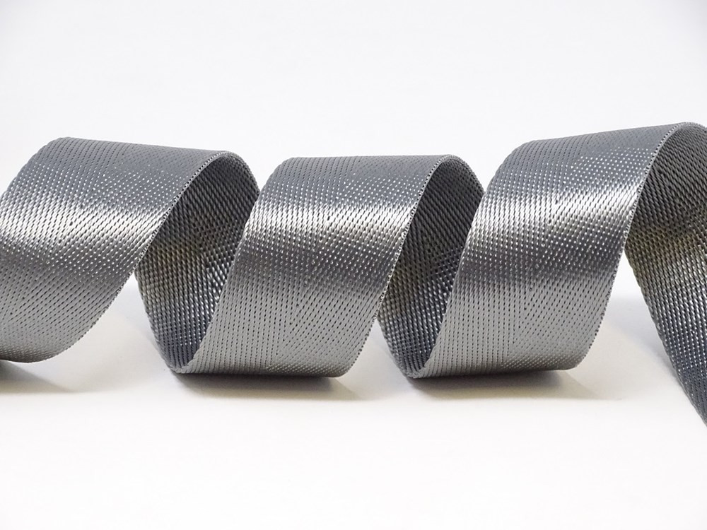 image_12598 30mm Shiny Herringbone Webbing - 5M ROLL - Grey - Image 1