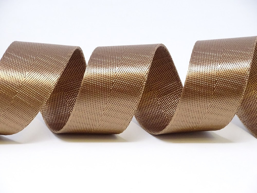 image_12601 30mm Shiny Herringbone Webbing - 5M ROLL - Caramel - Image 1