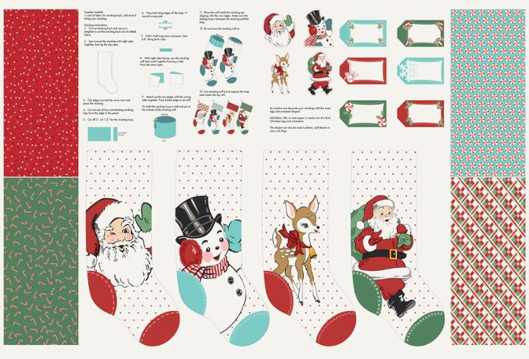 45512_LG-1867_55515 Holly Jolly Stocking White Santa Panel - Image 1