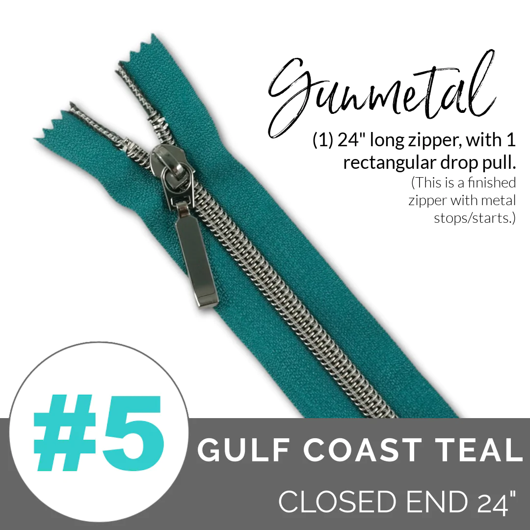 5GulfCoastTealGunmetalZIPPEREMMALINEBAGS_1080x1080 Emmaline #5 24in Zipper Gulf Coast Teal Tape With Gunmetal Coil - Image 1